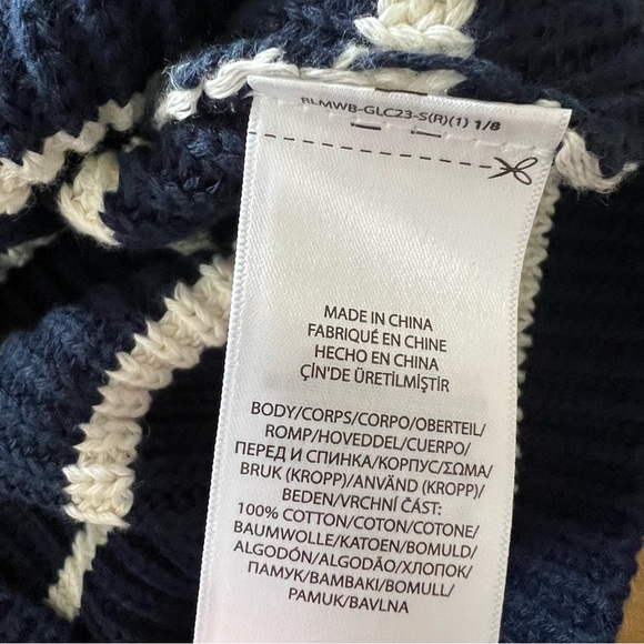 NWT Polo Ralph Lauren Stripe Chunky Knit Cotton Sweater Textured 3D Knit Sz S - Picture 11 of 11